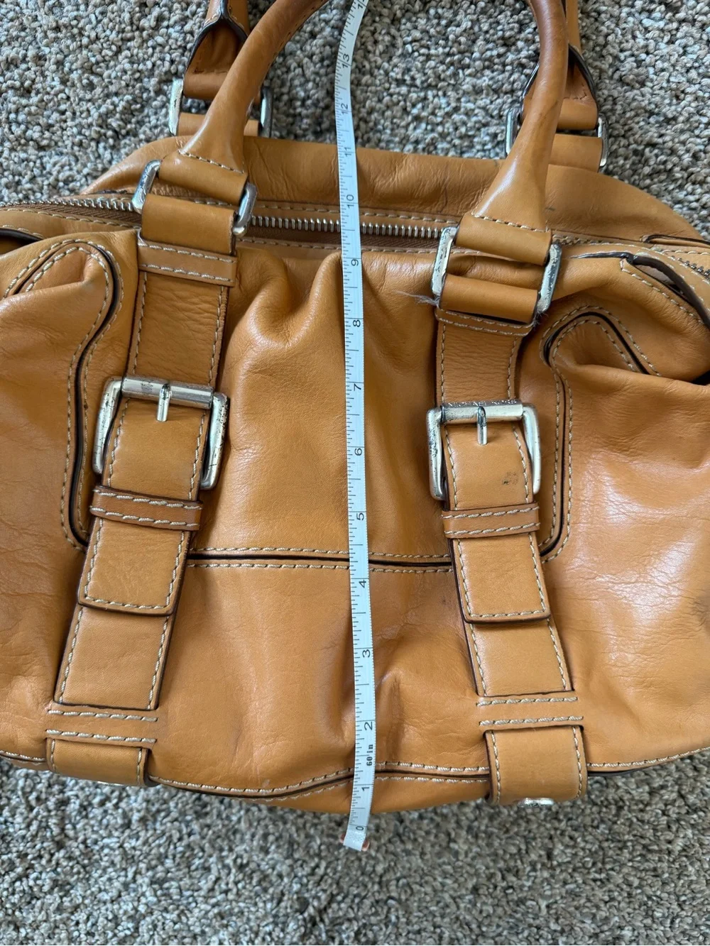 MICHAEL KORS Brookville Update Cognac Camel Brown Leather Medium Shoulder Bag